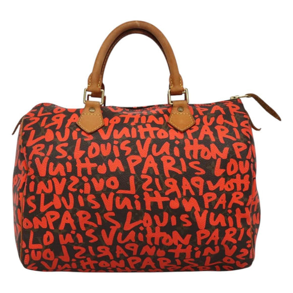LOUIS VUITTON Monogram Graffiti Speedy 30 Hand Bag Orange M93705 LV Auth BD154AM