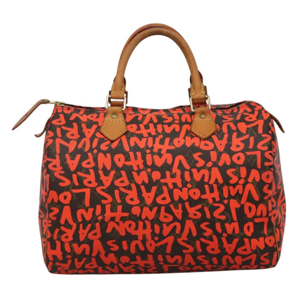 LOUIS VUITTON Monogram Graffiti Speedy 30 Hand Bag Orange M93705 LV Auth BD154AM