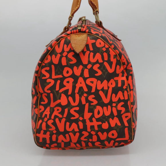 LOUIS VUITTON Monogram Graffiti Speedy 30 Hand Bag Orange M93705 LV Auth BD154M