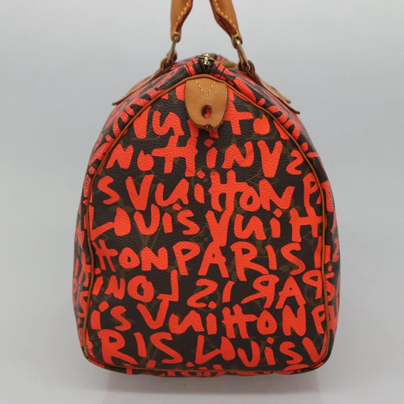 LOUIS VUITTON Monogram Graffiti Speedy 30 Hand Bag Orange M93705 LV Auth BD154M
