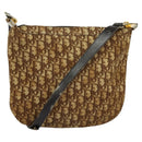Christian Dior Trotter Canvas Shoulder Bag Brown Gold Auth BD1551-1