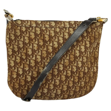 Christian Dior Trotter Canvas Shoulder Bag Brown Gold Auth BD1551