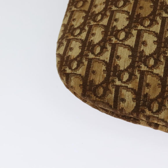 Christian Dior Trotter Canvas Shoulder Bag Brown Gold Auth BD1551