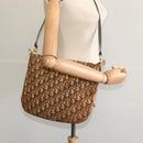 Christian Dior Trotter Canvas Shoulder Bag Brown Gold Auth BD1551-18