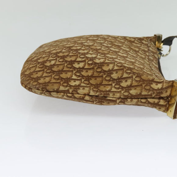 Christian Dior Trotter Canvas Shoulder Bag Brown Gold Auth BD1551