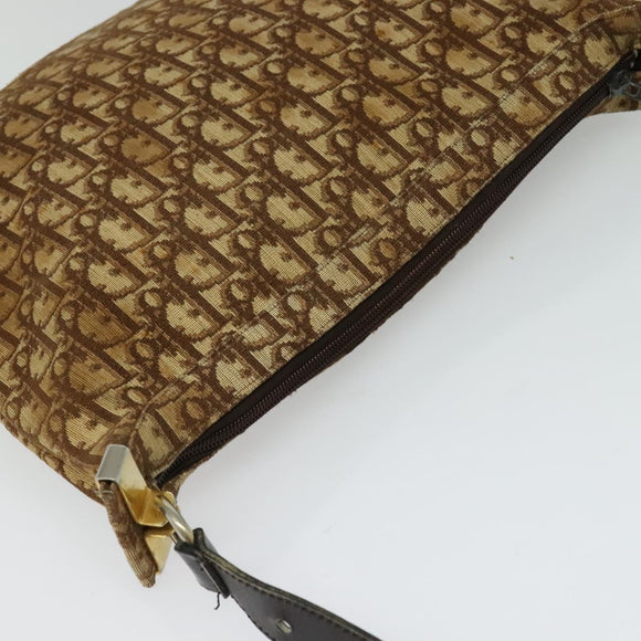 Christian Dior Trotter Canvas Shoulder Bag Brown Gold Auth BD1551