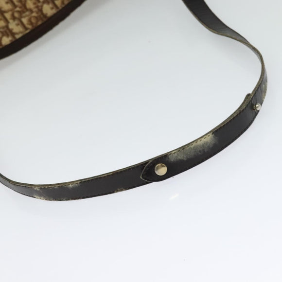 Christian Dior Trotter Canvas Shoulder Bag Brown Gold Auth BD1551