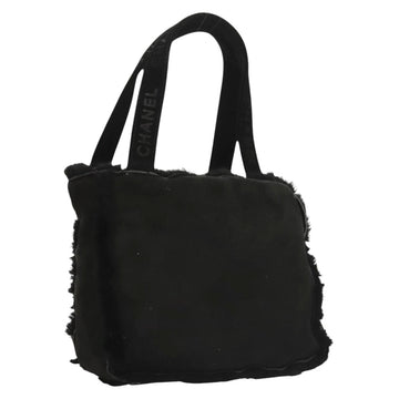 CHANEL Hand Bag Mouton Black CC Auth BD1553