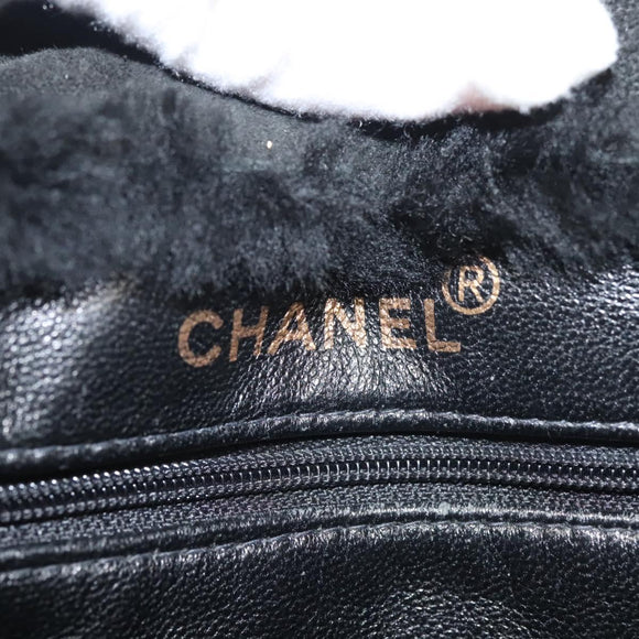 CHANEL Hand Bag Mouton Black CC Auth BD1553