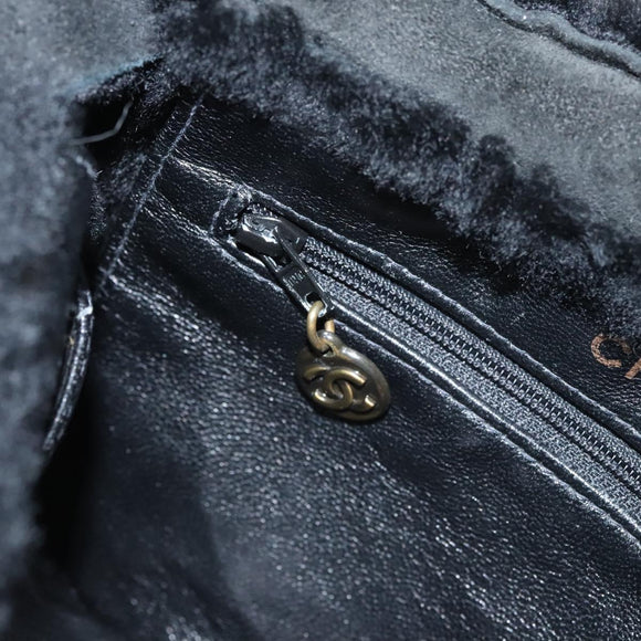 CHANEL Hand Bag Mouton Black CC Auth BD1553