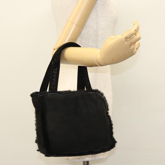 CHANEL Hand Bag Mouton Black CC Auth BD1553