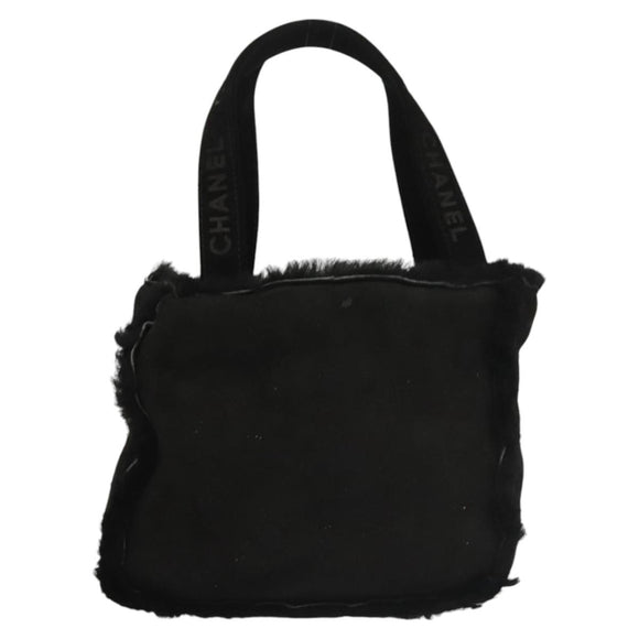 CHANEL Hand Bag Mouton Black CC Auth BD1553