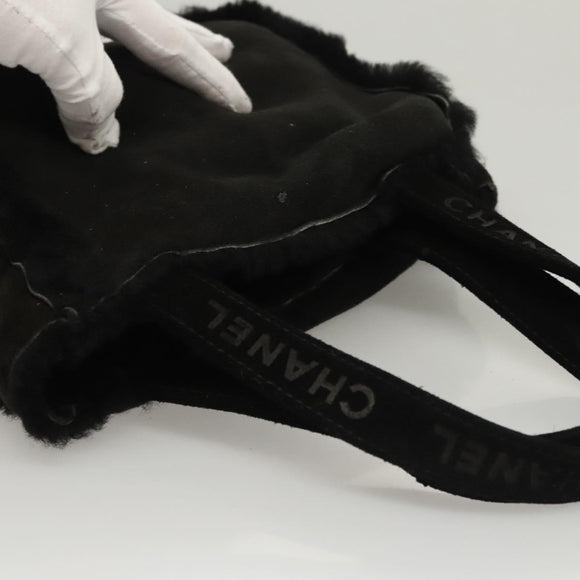 CHANEL Hand Bag Mouton Black CC Auth BD1553