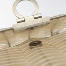 Salvatore Ferragamo Gancini Hand Bag Vinyl Clear Silver Auth BD1554-9