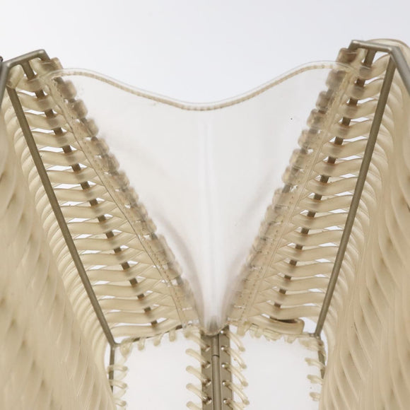 Salvatore Ferragamo Gancini Hand Bag Vinyl Clear Silver Auth BD1554