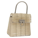 Salvatore Ferragamo Gancini Hand Bag Vinyl Clear Silver Auth BD1554-1