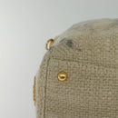 PRADA Hand Bag Canvas 2way Beige Gold Auth BD1555-9