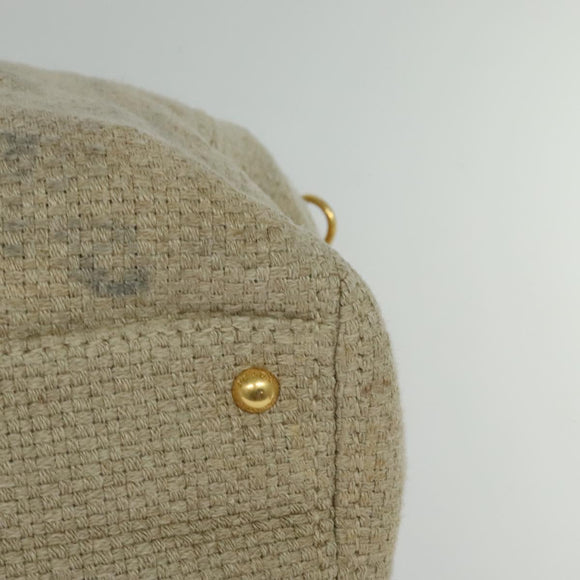 PRADA Hand Bag Canvas 2way Beige Gold Auth BD1555