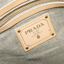 PRADA Hand Bag Canvas 2way Beige Gold Auth BD1555-19