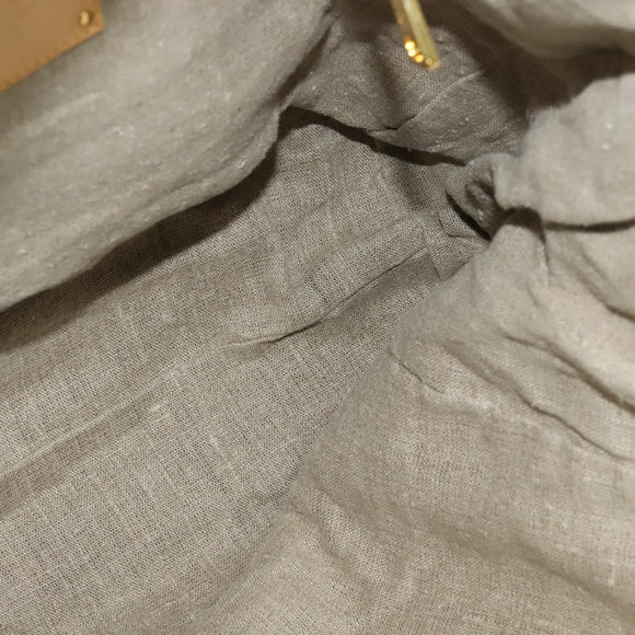 PRADA Hand Bag Canvas 2way Beige Gold Auth BD1555