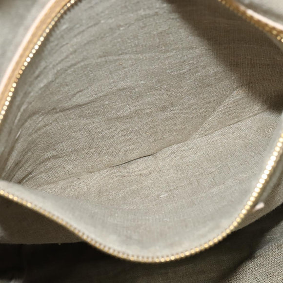 PRADA Hand Bag Canvas 2way Beige Gold Auth BD1555