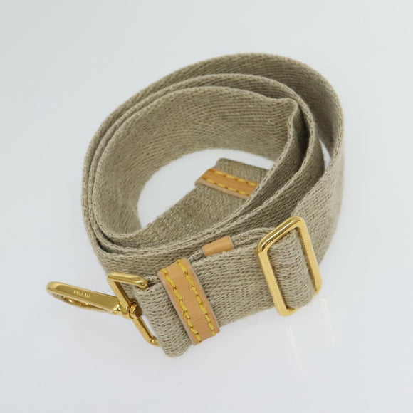 PRADA Hand Bag Canvas 2way Beige Gold Auth BD1555