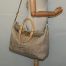 PRADA Hand Bag Canvas 2way Beige Gold Auth BD1555-24