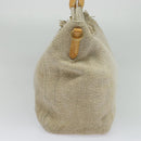 PRADA Hand Bag Canvas 2way Beige Gold Auth BD1555-4