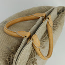 PRADA Hand Bag Canvas 2way Beige Gold Auth BD1555-6