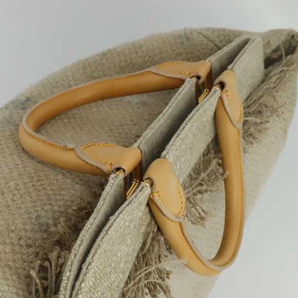 PRADA Hand Bag Canvas 2way Beige Gold Auth BD1555
