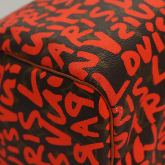 LOUIS VUITTON Monogram Graffiti Speedy 30 Hand Bag Orange M93705 Auth BD1557AM