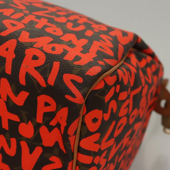 LOUIS VUITTON Monogram Graffiti Speedy 30 Hand Bag Orange M93705 Auth BD1557AM