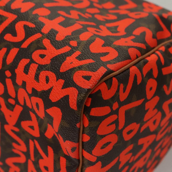 LOUIS VUITTON Monogram Graffiti Speedy 30 Hand Bag Orange M93705 Auth BD1557AM