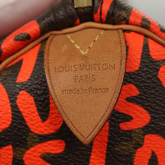 LOUIS VUITTON Monogram Graffiti Speedy 30 Hand Bag Orange M93705 Auth BD1557AM