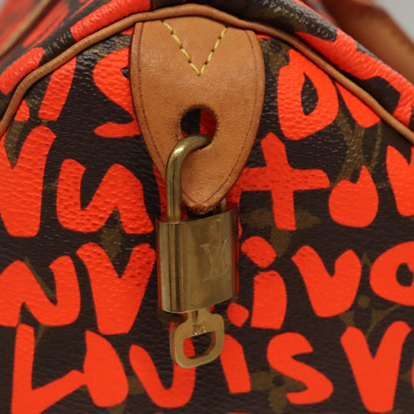 LOUIS VUITTON Monogram Graffiti Speedy 30 Hand Bag Orange M93705 Auth BD1557AM