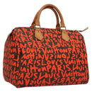 LOUIS VUITTON Monogram Graffiti Speedy 30 Hand Bag Orange M93705 Auth BD1557AM-1