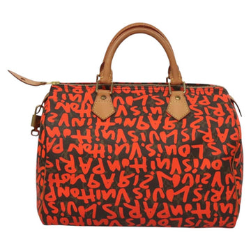 LOUIS VUITTON Monogram Graffiti Speedy 30 Hand Bag Orange M93705 Auth BD1557AM - 0