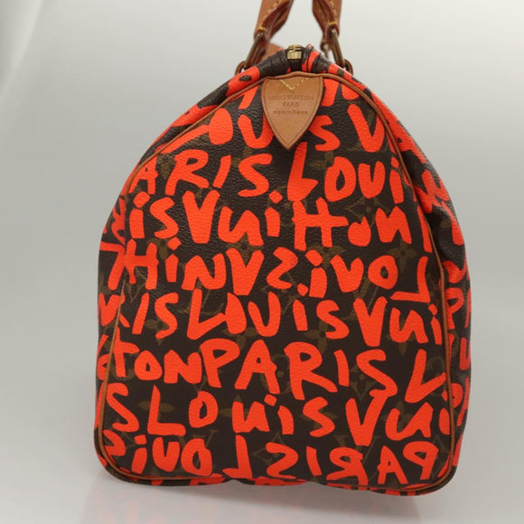 LOUIS VUITTON Monogram Graffiti Speedy 30 Hand Bag Orange M93705 Auth BD1557AM