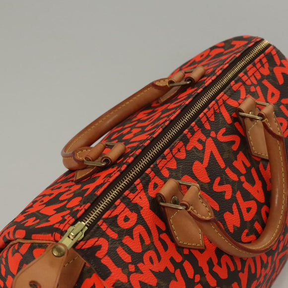 LOUIS VUITTON Monogram Graffiti Speedy 30 Hand Bag Orange M93705 Auth BD1557AM
