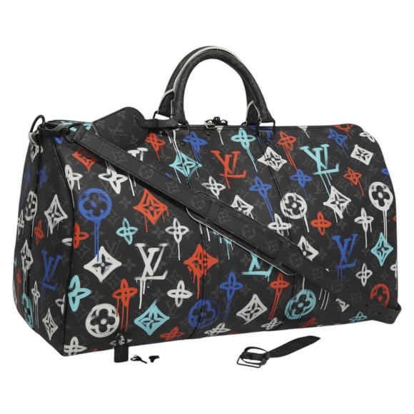 LOUIS VUITTON Monogram Eclipse Keepall Bandouliere 50 Tasche M21384 Auth BD1566SM