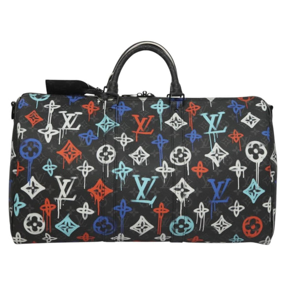 LOUIS VUITTON Monogram Eclipse Keepall Bandouliere 50 Tasche M21384 Auth BD1566SM