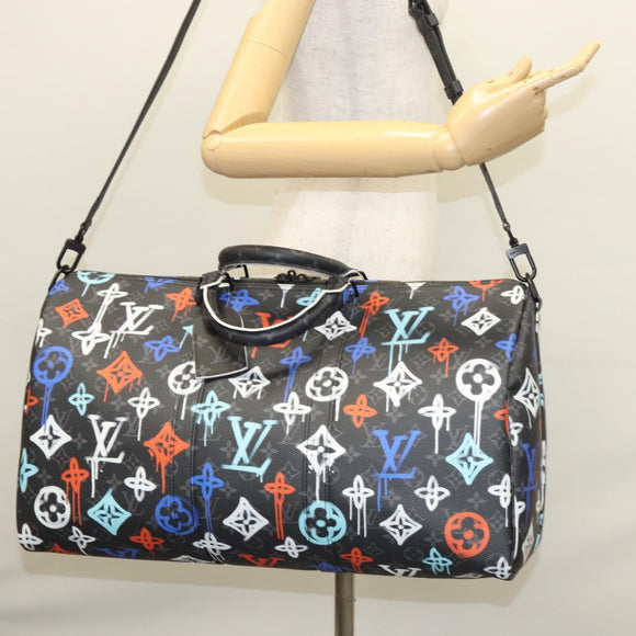 LOUIS VUITTON Monogram Eclipse Keepall Bandouliere 50 Tasche M21384 Auth BD1566SM