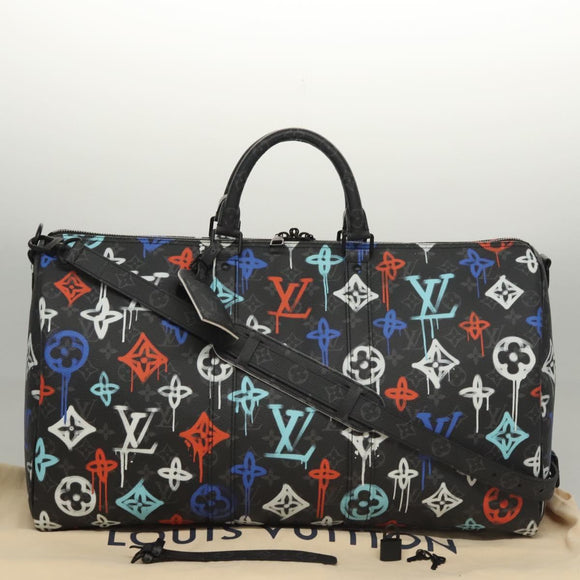 LOUIS VUITTON Monogram Eclipse Keepall Bandouliere 50 Tasche M21384 Auth BD1566SM