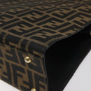 FENDI Zucca Canvas Hand Bag Brown Black gold Auth BD1571V-8