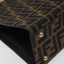 FENDI Zucca Canvas Hand Bag Brown Black gold Auth BD1571V-15