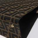 FENDI Zucca Canvas Hand Bag Brown Black gold Auth BD1571V-16