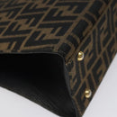 FENDI Zucca Canvas Hand Bag Brown Black gold Auth BD1571V-17