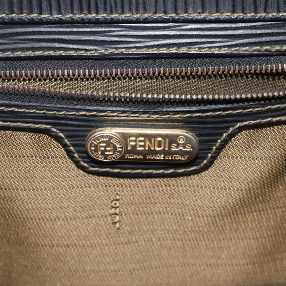 FENDI Zucca Canvas Hand Bag Brown Black gold Auth BD1571V