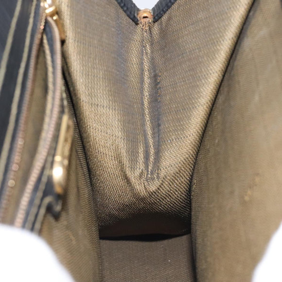 FENDI Zucca Canvas Hand Bag Brown Black gold Auth BD1571V
