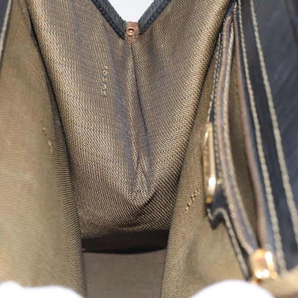 FENDI Zucca Canvas Hand Bag Brown Black gold Auth BD1571V